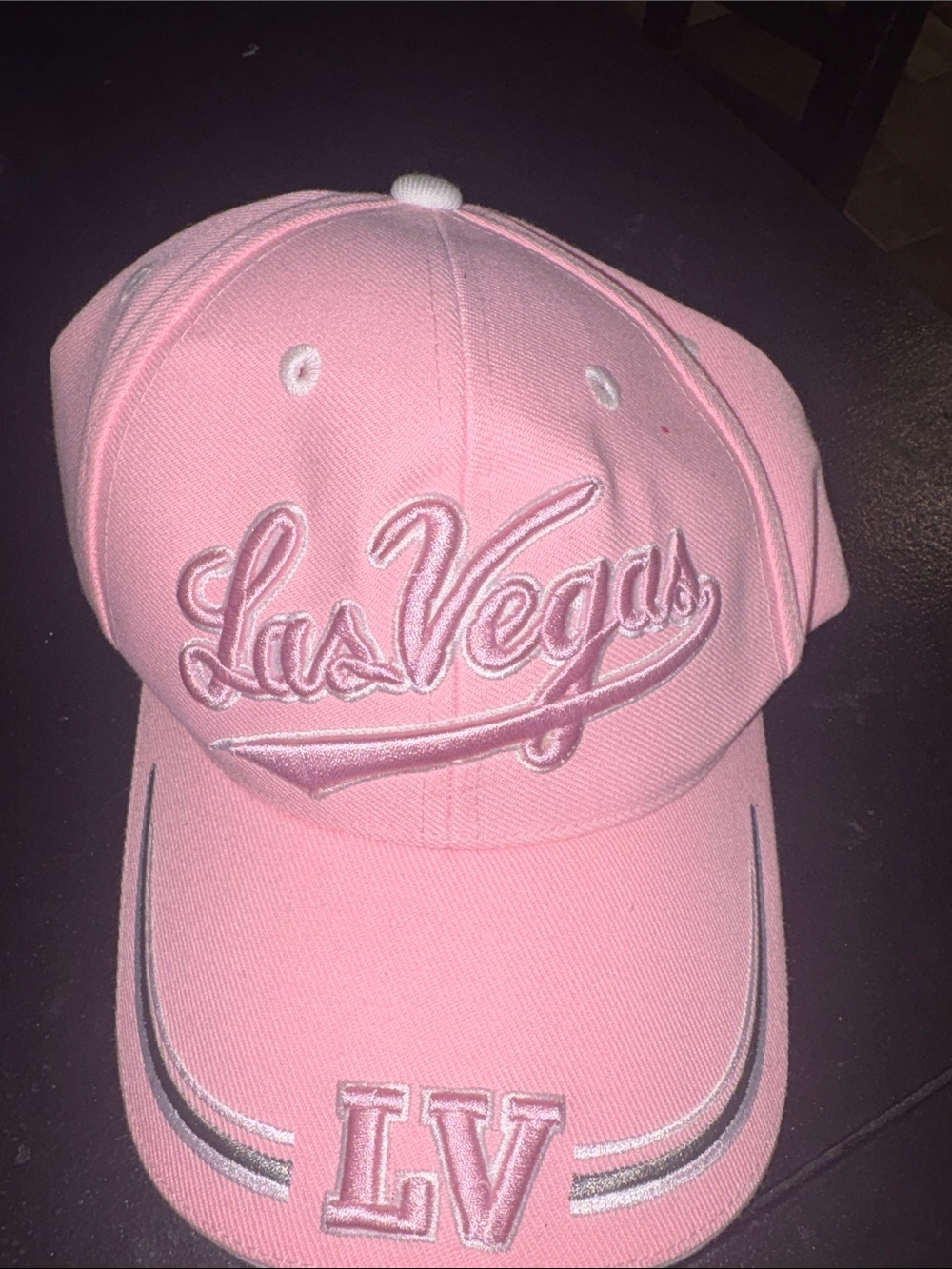 Pink Las Vegas Embroidered Baseball Hat